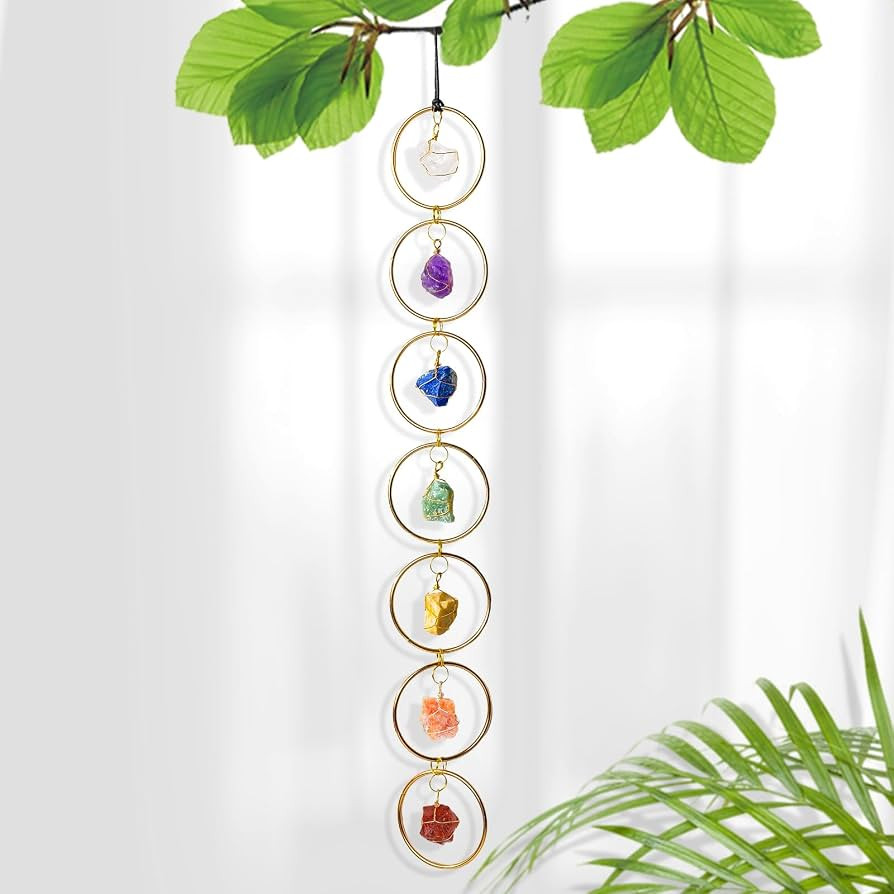 Natural Raw Crystal Stone 7 Chakras Wall Decor Healing Crystal Gemstone Outdoor Indoor Window Rou... | Amazon (US)
