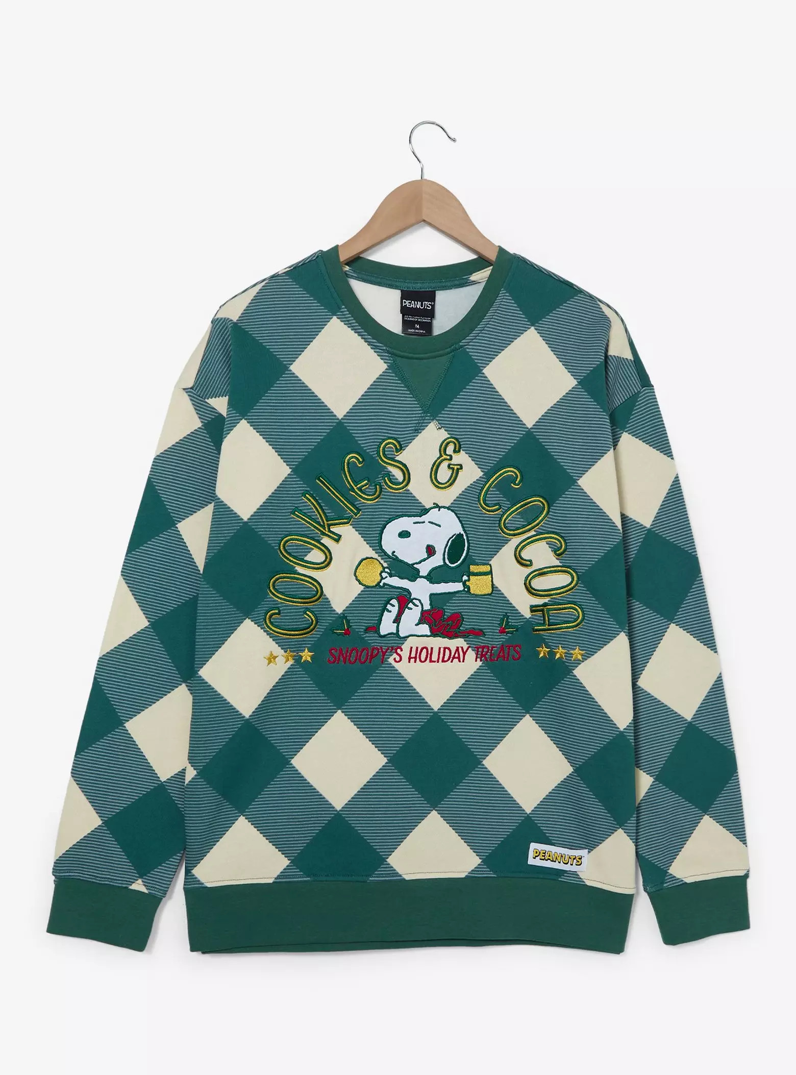 Peanuts Snoopy Cookies & Cocoa Plaid Crewneck - BoxLunch Exclusive | BoxLunch