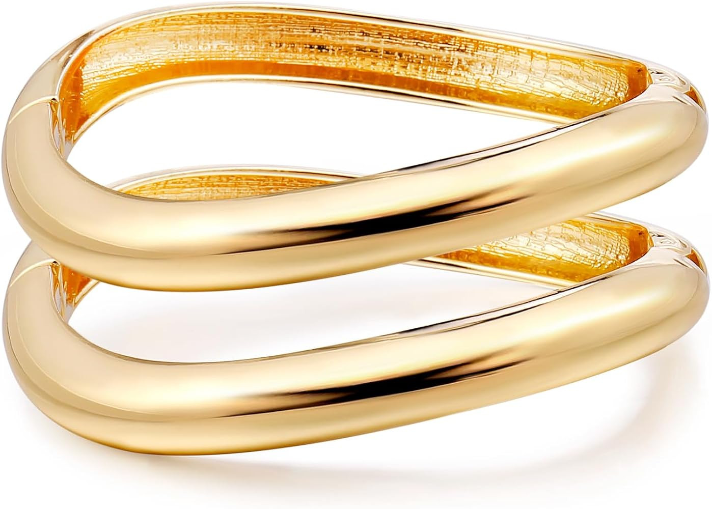 Elegance 11 designs Gold Plated Cuff Bangle Bracelets For Women Set Chunky Trendy Hinged Irregula... | Amazon (US)
