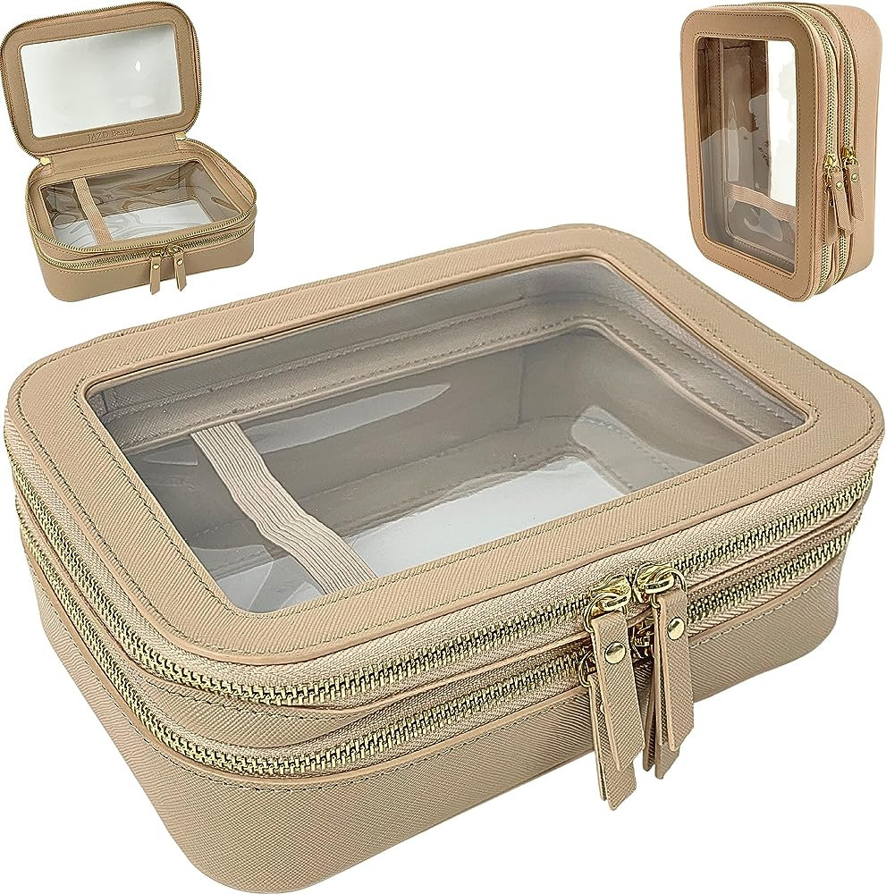 JAZD Clear Makeup Bag Organizer, Make Up Bag Cosmetic Bag, Toiletry Bag for Women Makeup Case, Tr... | Amazon (US)