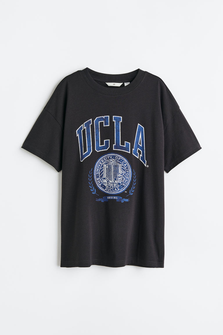 H & M - Oversized Printed T-shirt - Gray | H&M (US + CA)