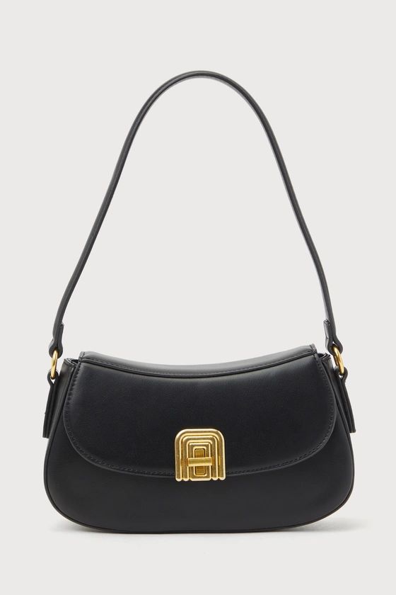 Picturesque Charm Black Faux Leather Shoulder Bag | Lulus