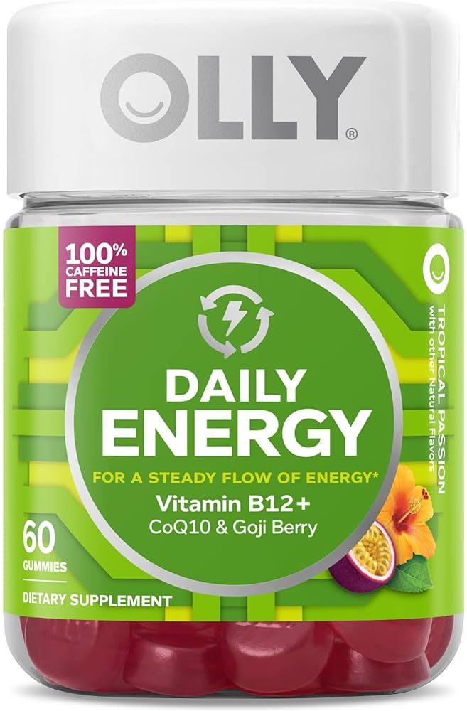OLLY Daily Energy Gummy, Caffeine Free, Vitamin B12, CoQ10, Goji Berry, Adult Chewable Supplement, T | Amazon (US)