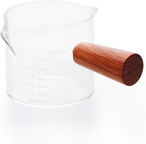 1 Pack Double Spouts Measuring Triple Pitcher Milk Cup with Wood Handle 75ML Espresso Shot Glasse... | Amazon (US)