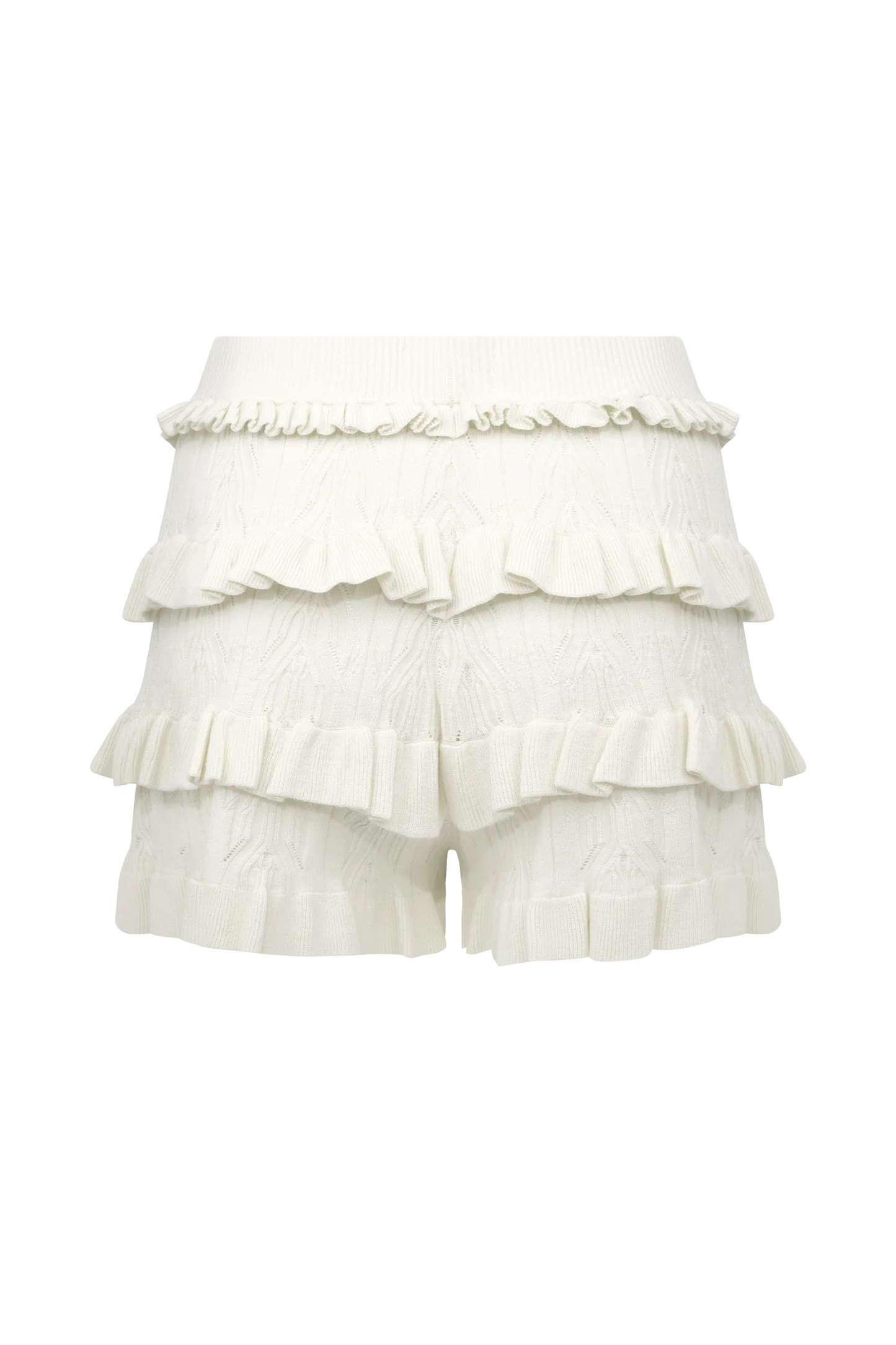 Amy Pointelle Knit Frill Bloomers - Ivory | MESHKI US