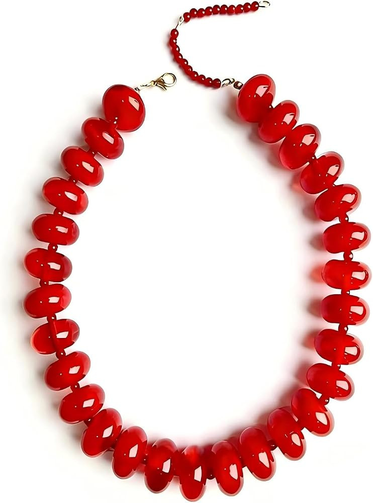 Chunky Beaded Statement Necklace for Women, Colorful Rondelle Bead, Bohemian Style, Adjustable Le... | Amazon (US)