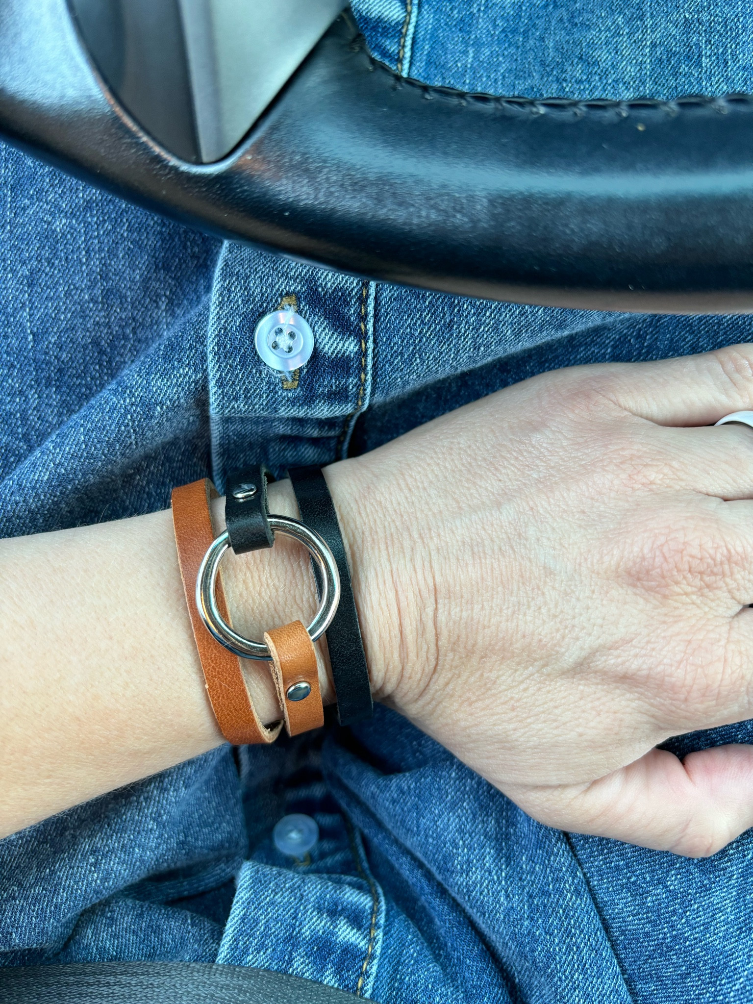 Leather bracelet, handmade that I picked up along with my handmade skinny leather belt

#LTKGiftGuide #LTKstyletip #LTKover40