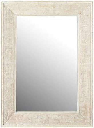Creative Co-op Rectangle Wall Rattan Detail, White Wash Mirror | Amazon (US)