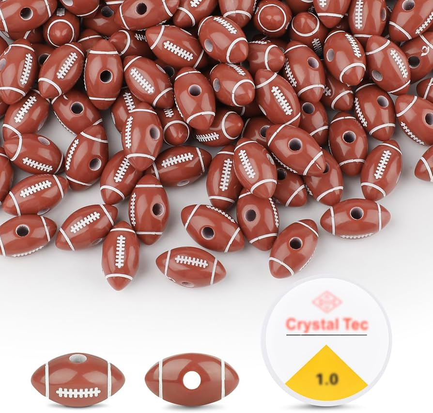 200PCS Rugby Beads with 1 Roll 1mm Elastic Rope, Acrylic Sports Ball Beads for Bracelet, DIY, Jew... | Amazon (US)