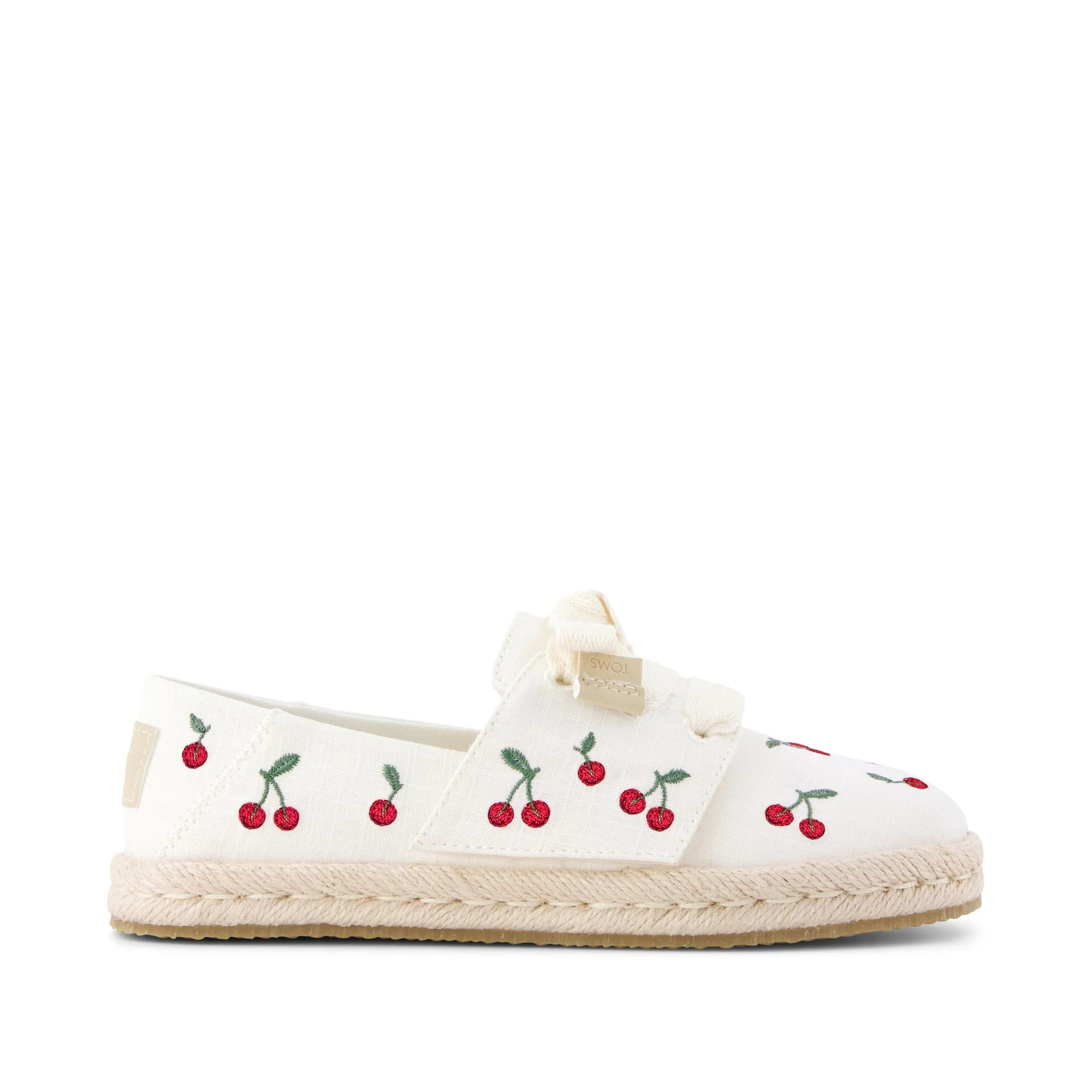 Carolina Lace-Up Kids Espadrille Embroidered Cherries | Toms EMEA