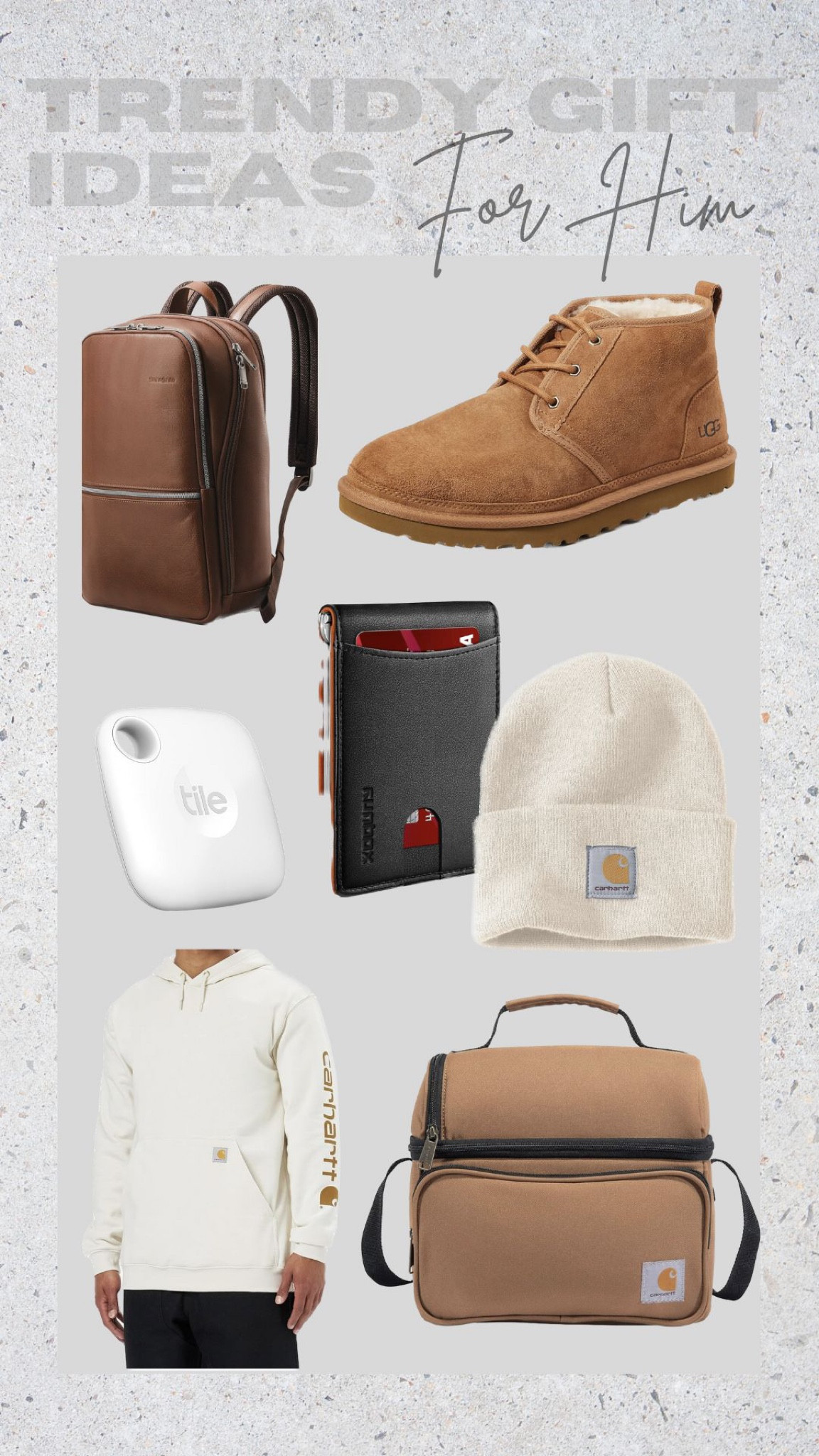 Gift Guide for Trendy Men

Gift guide for men, gifts for men, backpack, boots, wallet, carhatt beenie, hoodie, lunch box, practical gifts for men, clothes for men

#LTKGiftGuide #LTKHoliday #LTKmens