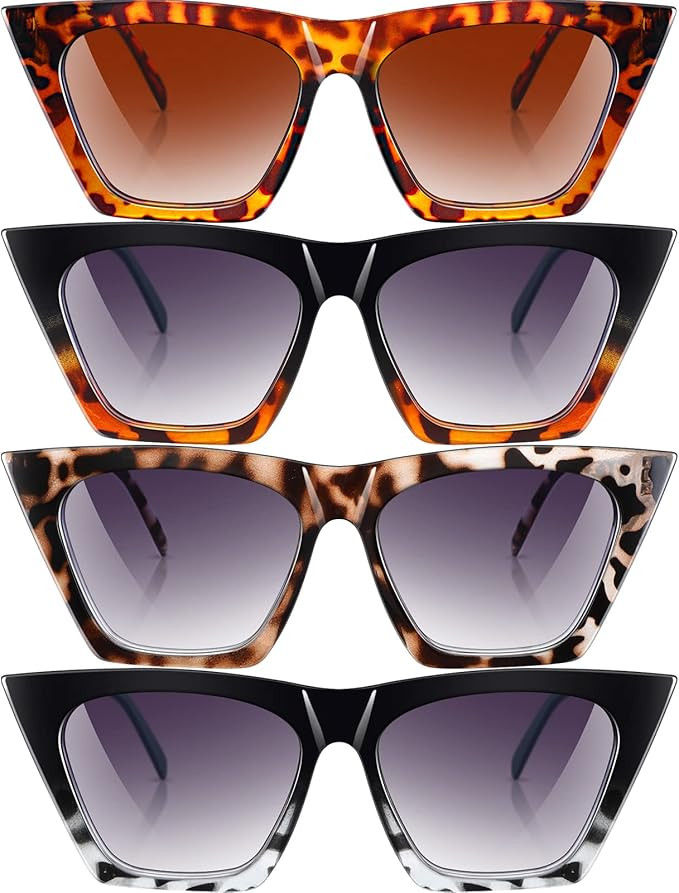 4 Pairs Vintage Square Cat Eye Sunglasses Retro Cateye Sunglasses Trendy Mirrored Glasses for Wom... | Amazon (US)