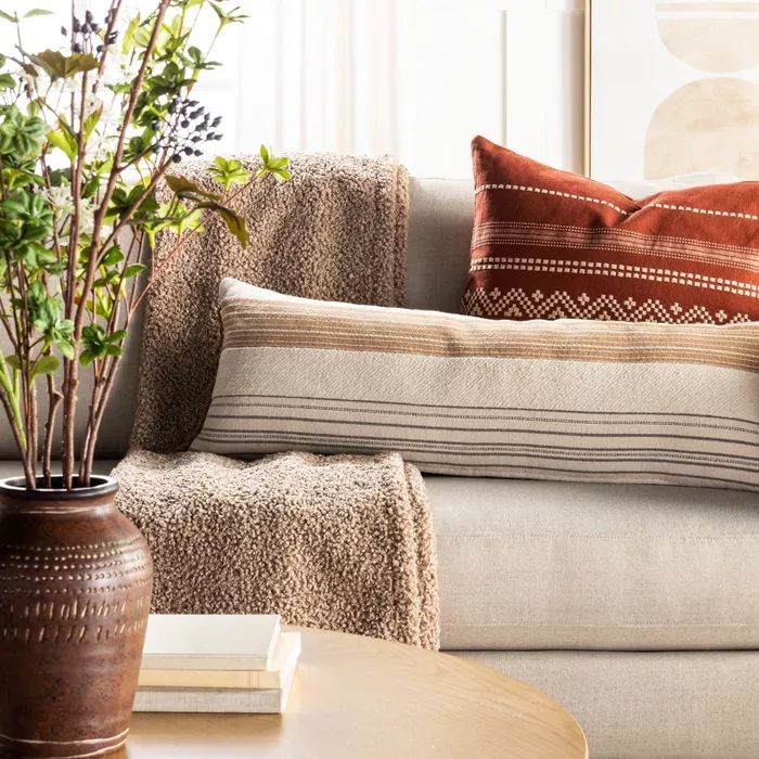 Woven Textured Striped Throw Pillow Cream/Orange - Threshold™ designed with Studio McGee | Target