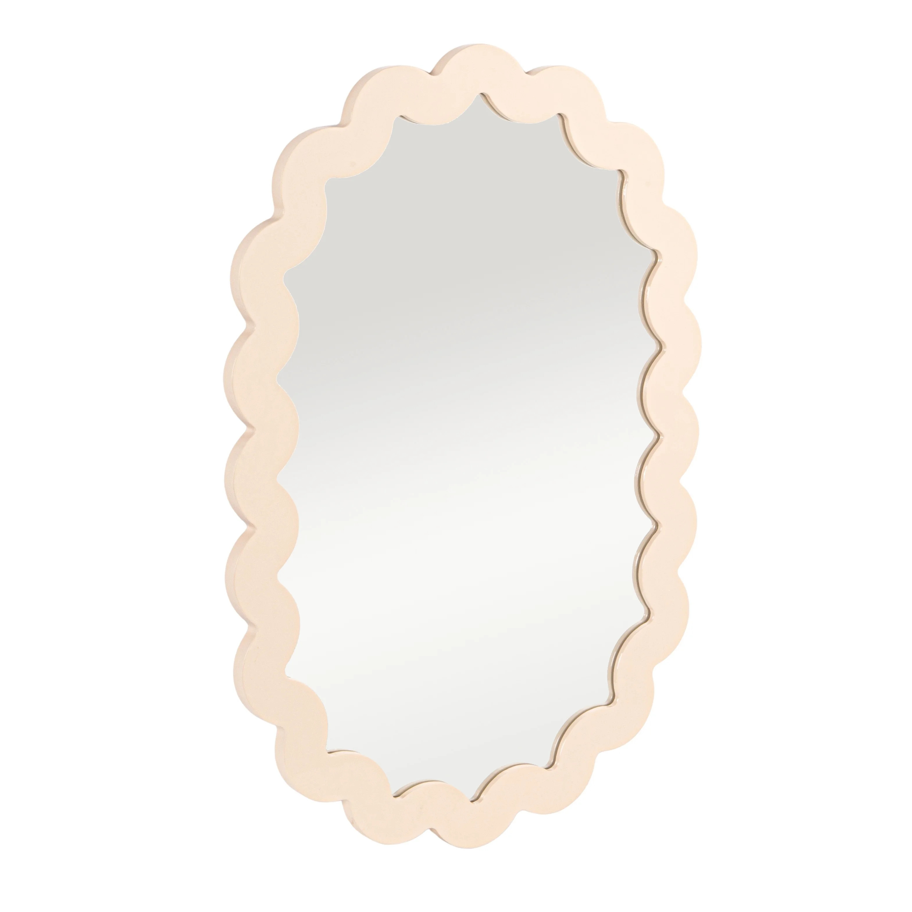 Bloomingville Wood Framed Scalloped Wall Mirror, Cream Color | Walmart (US)