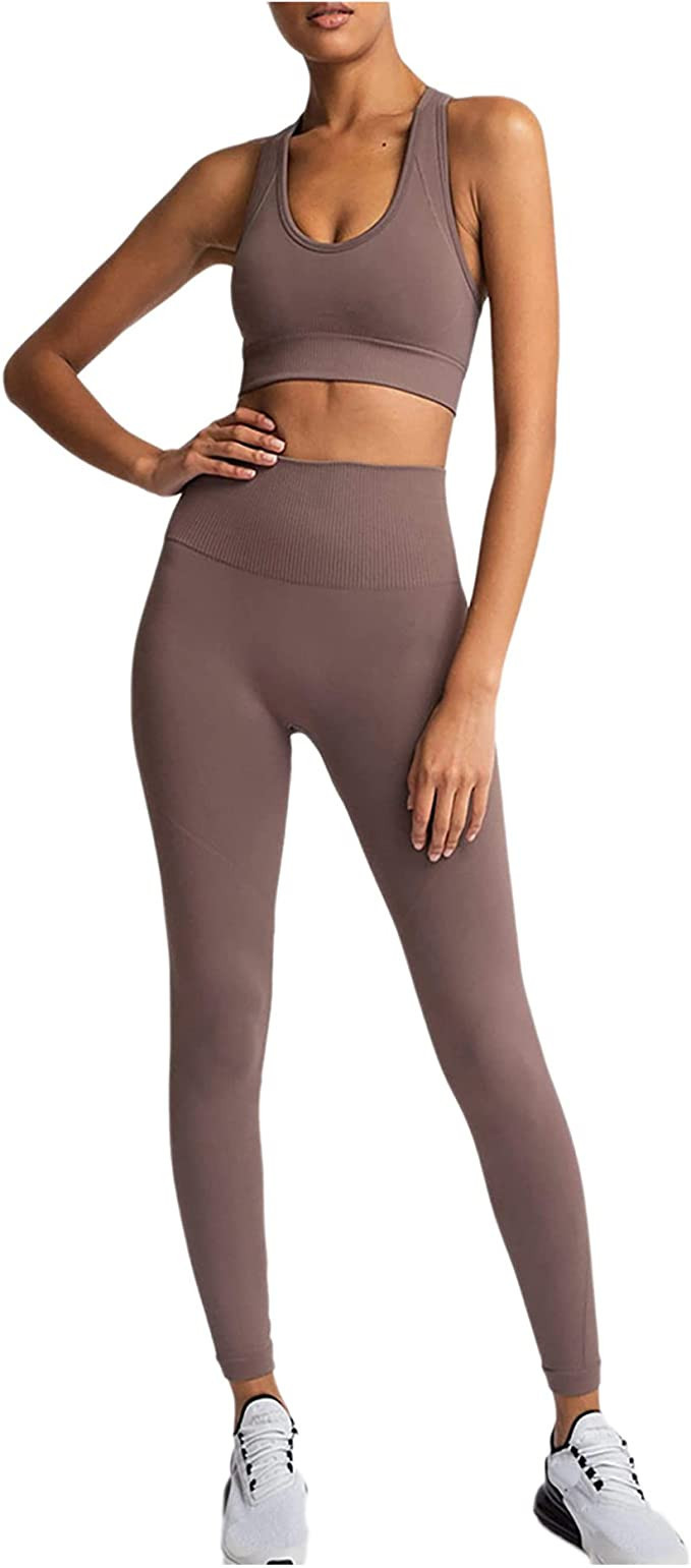 Beaufident Workout Sets for Women Active 2 Piece Seamless Matching High Waist Yoga Set Gym Outfit... | Amazon (US)