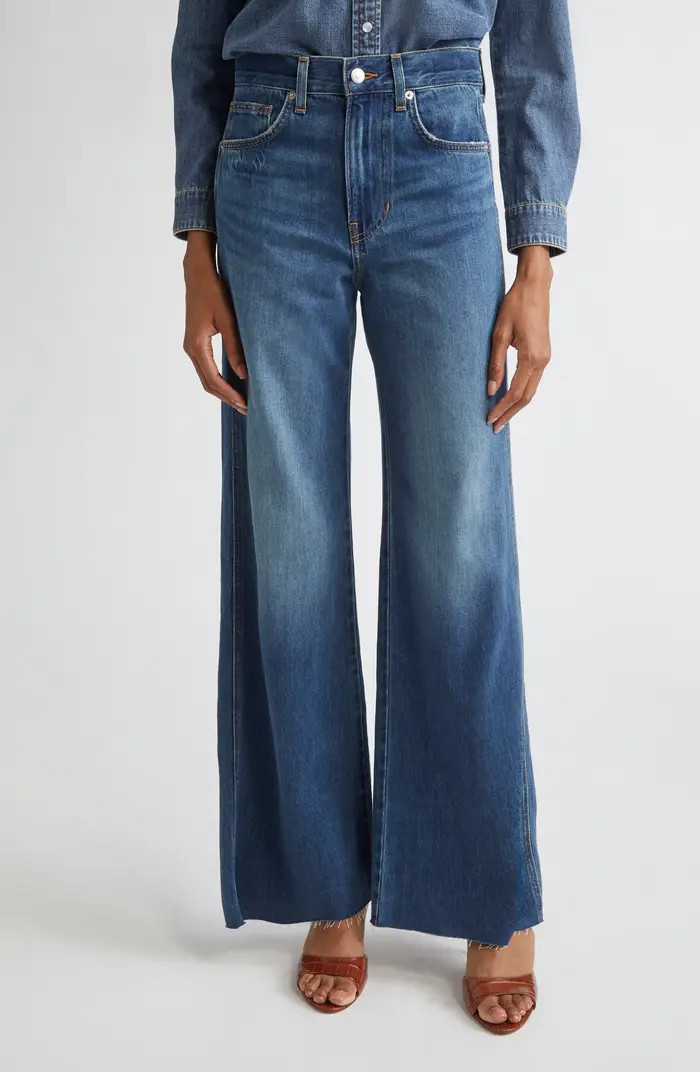 Kasey Raw Hem Mid Rise Wide Leg Jeans | Nordstrom