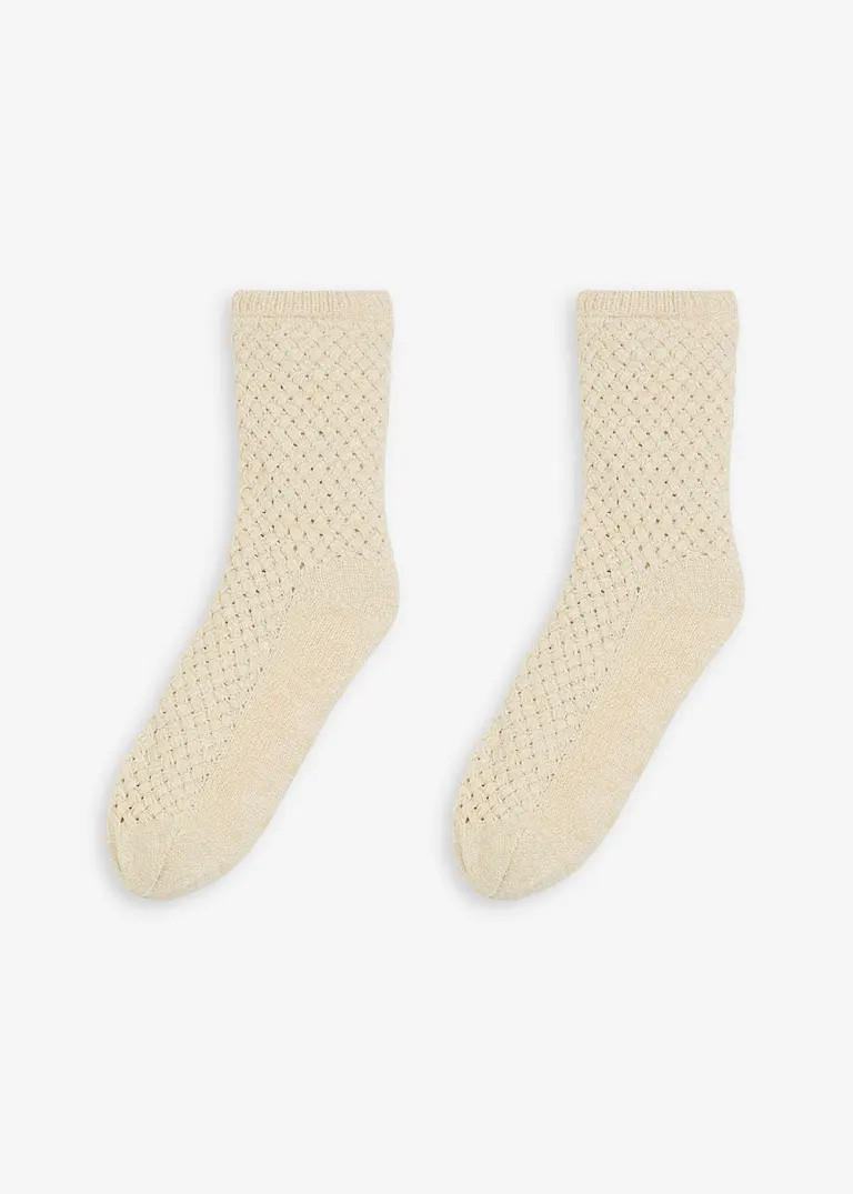 Kuschelsocken mit Lurexgarn, Teddyfutter und Antirutschsohle | Bonprix DE