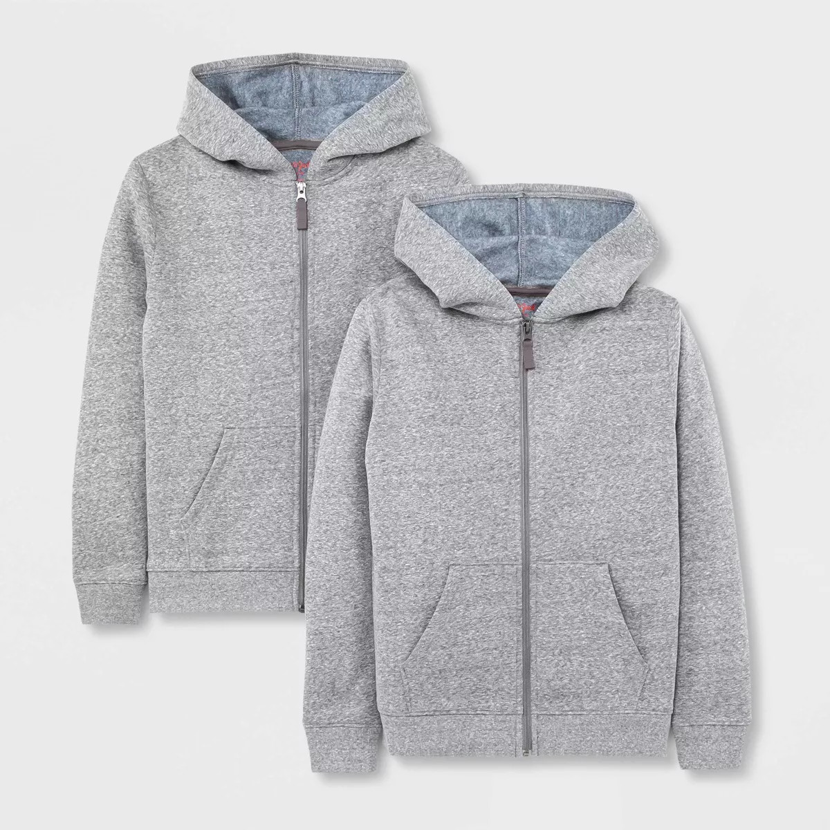 Boys' 2pk Fleece Zip-Up Hoodie - Cat & Jack™ Gray XS: Heavyweight Kangaroo Pocket, Machine Wash... | Target