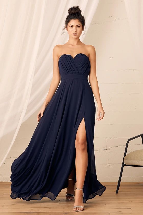 Glimpse of You Navy Blue Strapless Maxi Dress | Lulus (US)