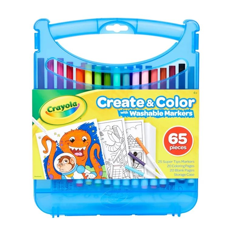 Crayola Create & Color Super Tips Marker Kit, 25 Super Tips Markers and Pages, Plastic Storage Ca... | Walmart (US)