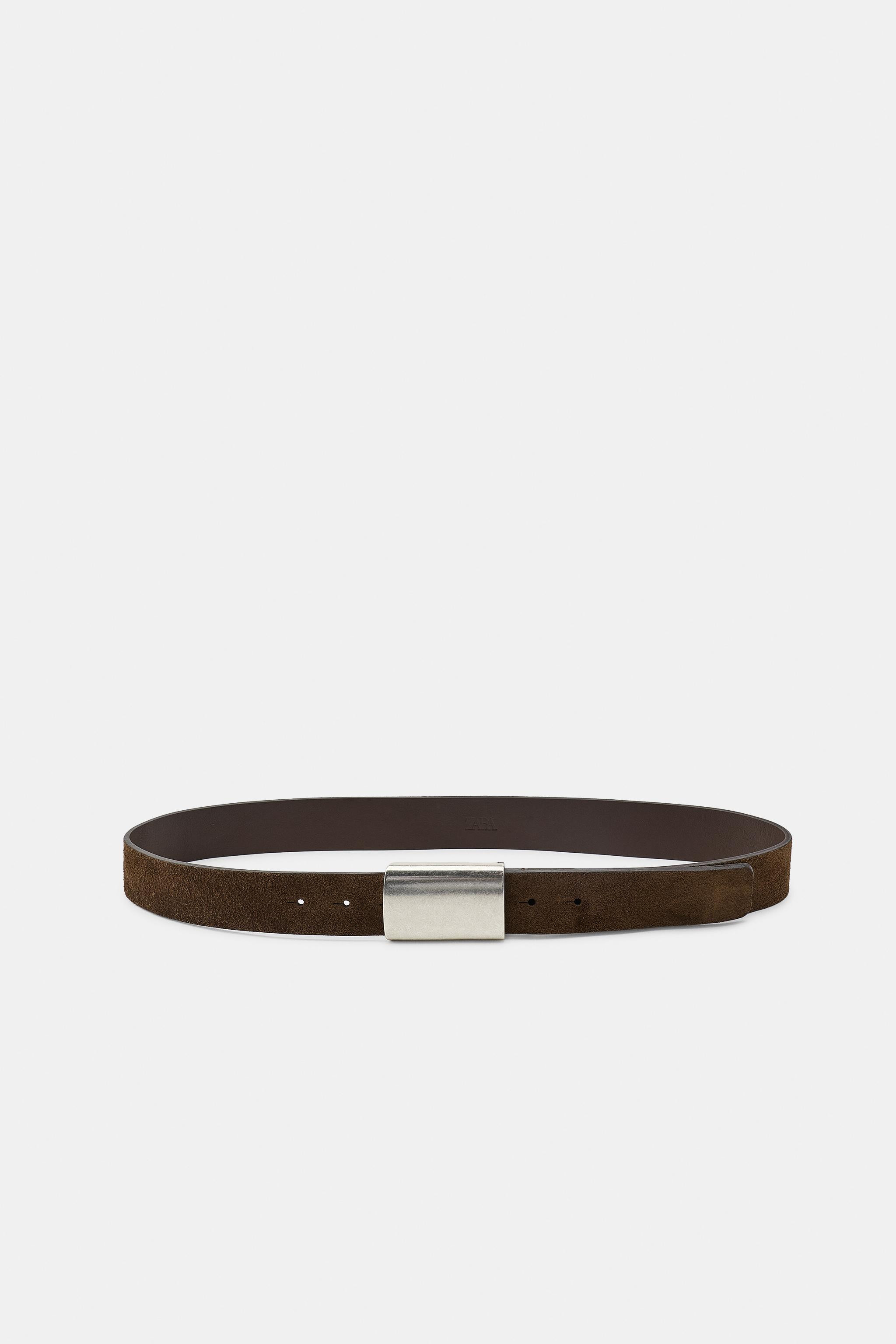 100% SPLIT SUEDE BELT WITH PLATE BUCKLE | Zara UK