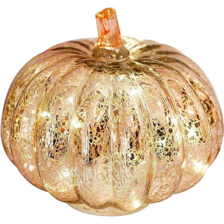 Mercury Glass Pumpkin Light with Timer for Halloween Pumpkin Decorations Fall and Thanksgiving De... | Walmart (US)