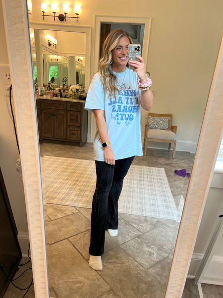 “What if it all works out 🦋” butterfly tee. So soft and comfy! Comfort colors brand. Sized up 2 to the XL for a very oversized & comfy fit. Code MORGAN works to make the tee only $25 😍

Wearing it with my fave flared leggings aka yoga pants. TTS - M regular length 



#LTKunder50 #LTKFind #LTKsalealert