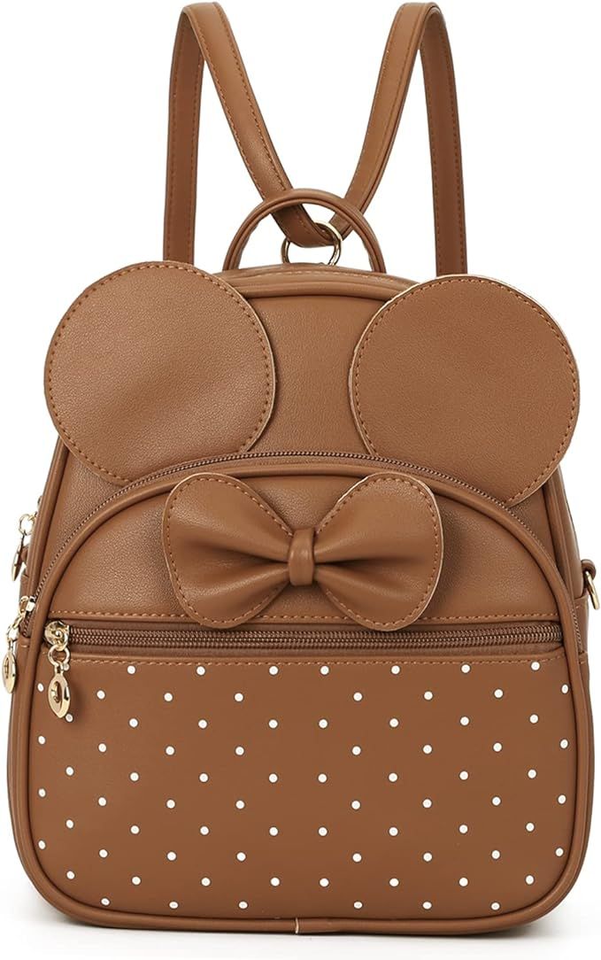 Girls Mini Backpack Bowknot Polka Dot Cute Daypacks Convertible Shoulder Bag Purse for Women (Bro... | Amazon (US)