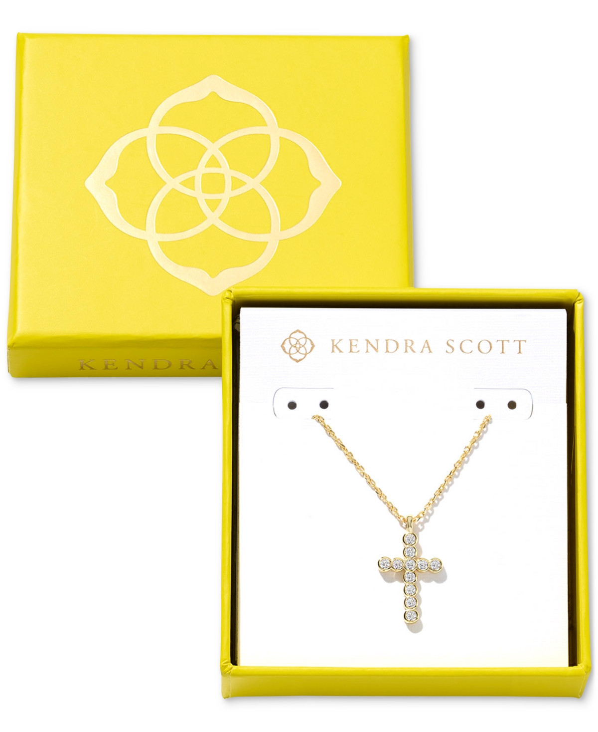 Kendra Scott 14k Gold-Plated Crystal Cross 19" Pendant Necklace - White | Macy's
