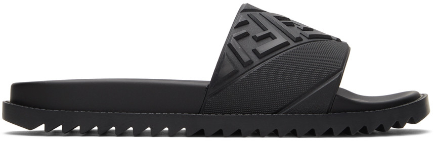 Black 'Forever Fendi' Pool Slides | SSENSE