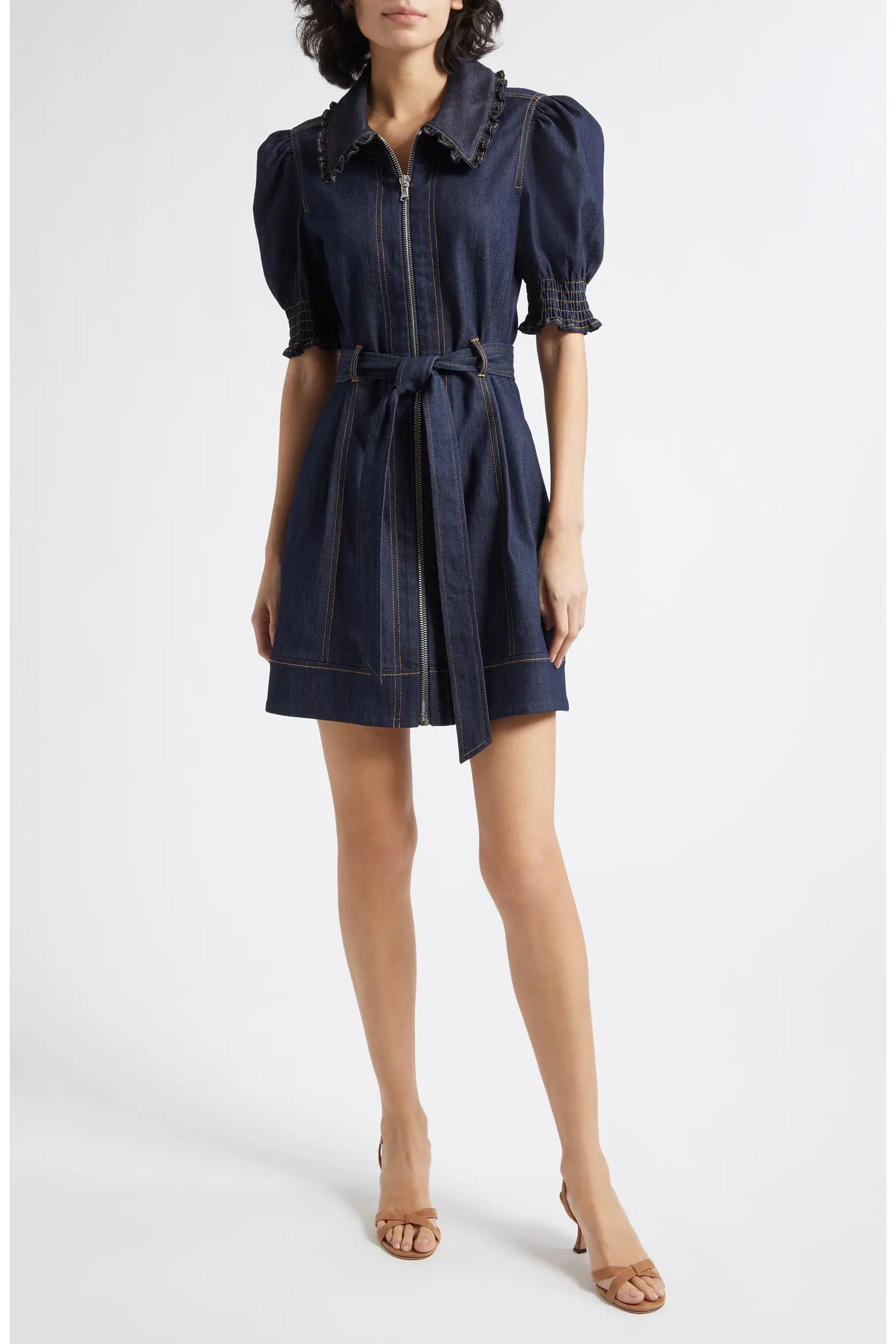 Annabella Ruffle Detail Denim Dress (Women) | Nordstrom | Nordstrom