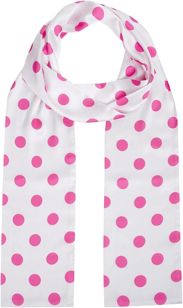 Dxhycc Long Polka Dot Scarf Pink and White Scarf Chiffon Scarf for Women Halloween Costume Access... | Amazon (US)