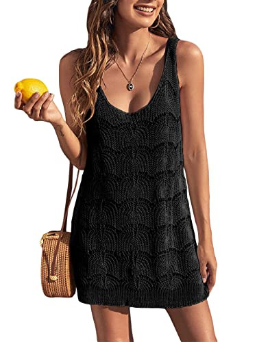 Womens Sexy Crochet Cover Up Swimwear Mesh Dress See Through Fishnet Beach Swimsuit Top | Amazon (US)