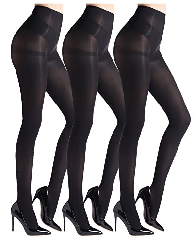 ZIHUA 3 Pairs Opaque 40 Denier Black Tights for Women, Control Shaping Ladies Tights(Black, XL) | Amazon (UK)