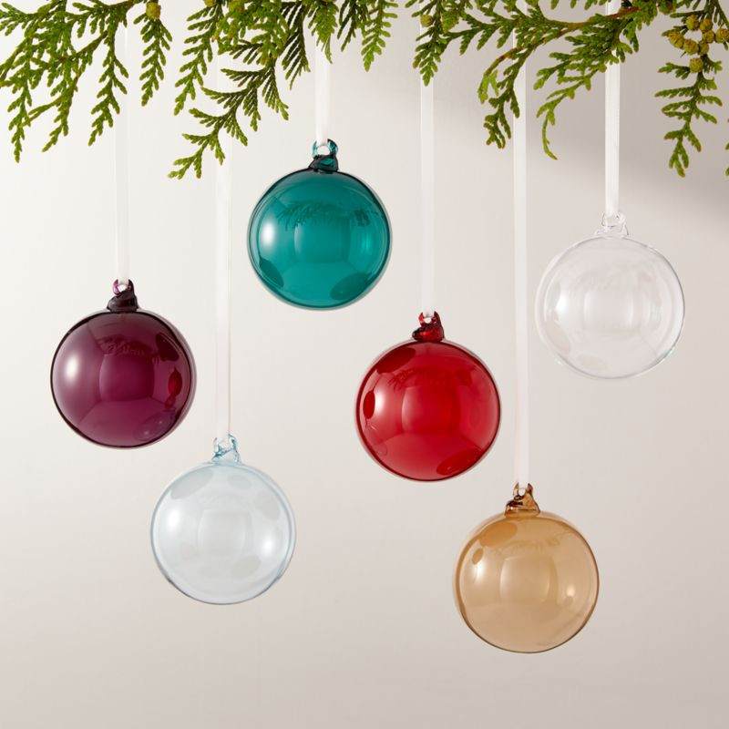 Beam Round Multicolor Glass Christmas Tree Ornaments Set of 6 | CB2 | CB2