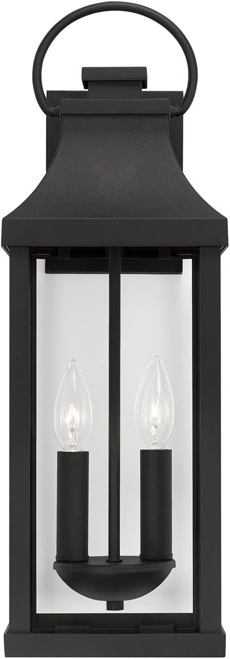 Capital Lighting 946421BK Bradford Clear Glass Outdoor Wall Lantern, 2-Light 120 Total Watts, 21"... | Amazon (US)