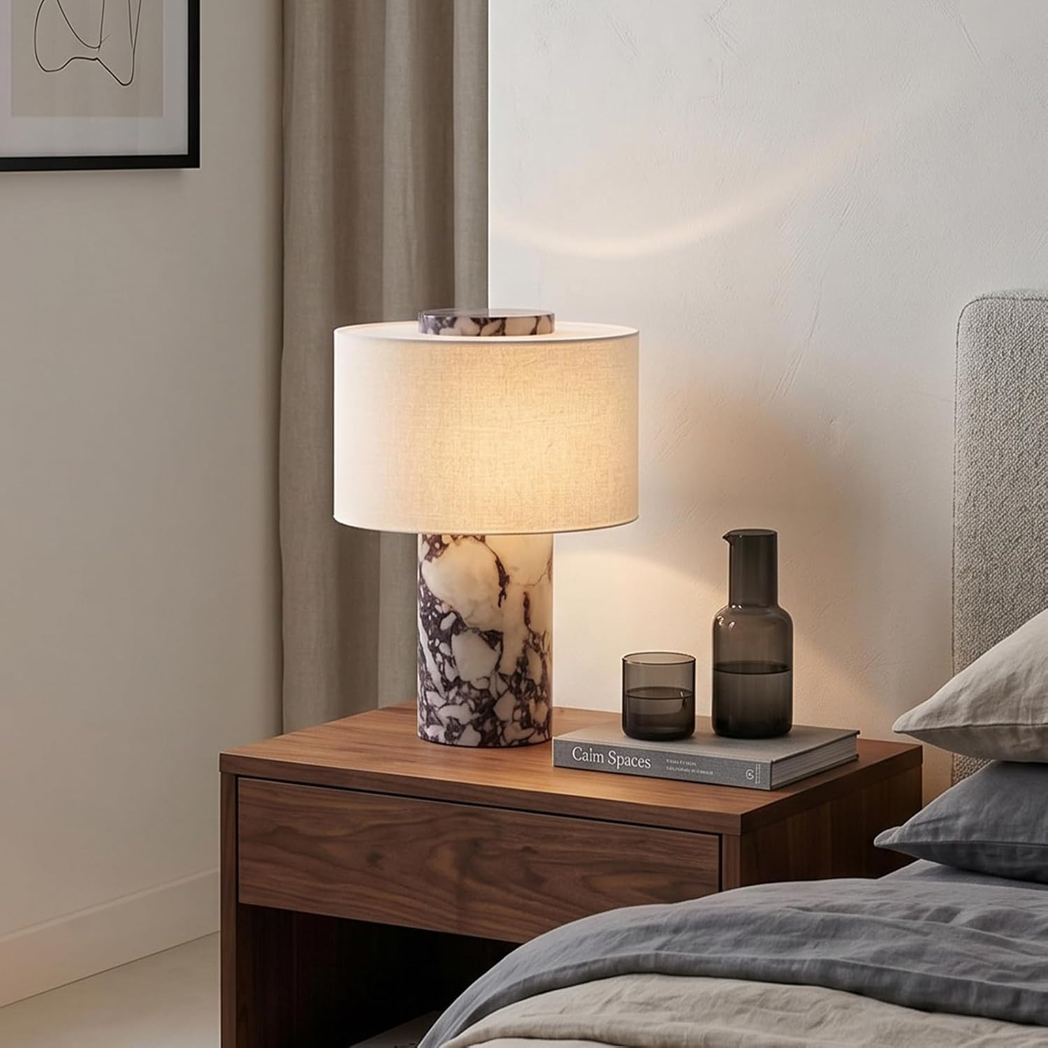 XHKJYSDP Rechargeable Marble Table Lamp, Stone Bedside Lamp, Touch Dimmable | Amazon (US)