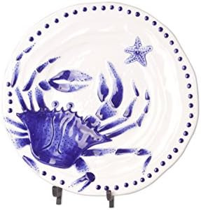 Blue Sky Ceramics Sky Ceramic Magic Sea 14" Round Crab Platter-Cobalt Blue, Multi (13637D) | Amazon (US)