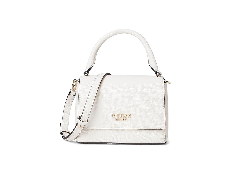 GUESS Fedana Top Handle Flap Cross Body Women's Handbags White, Polyurethane | Zappos