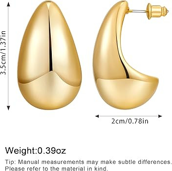 NEPULOY Big Waterdrop Round Statement Drop Earrings for Women Large Gold Dangle Earrings Jewelry | Amazon (US)