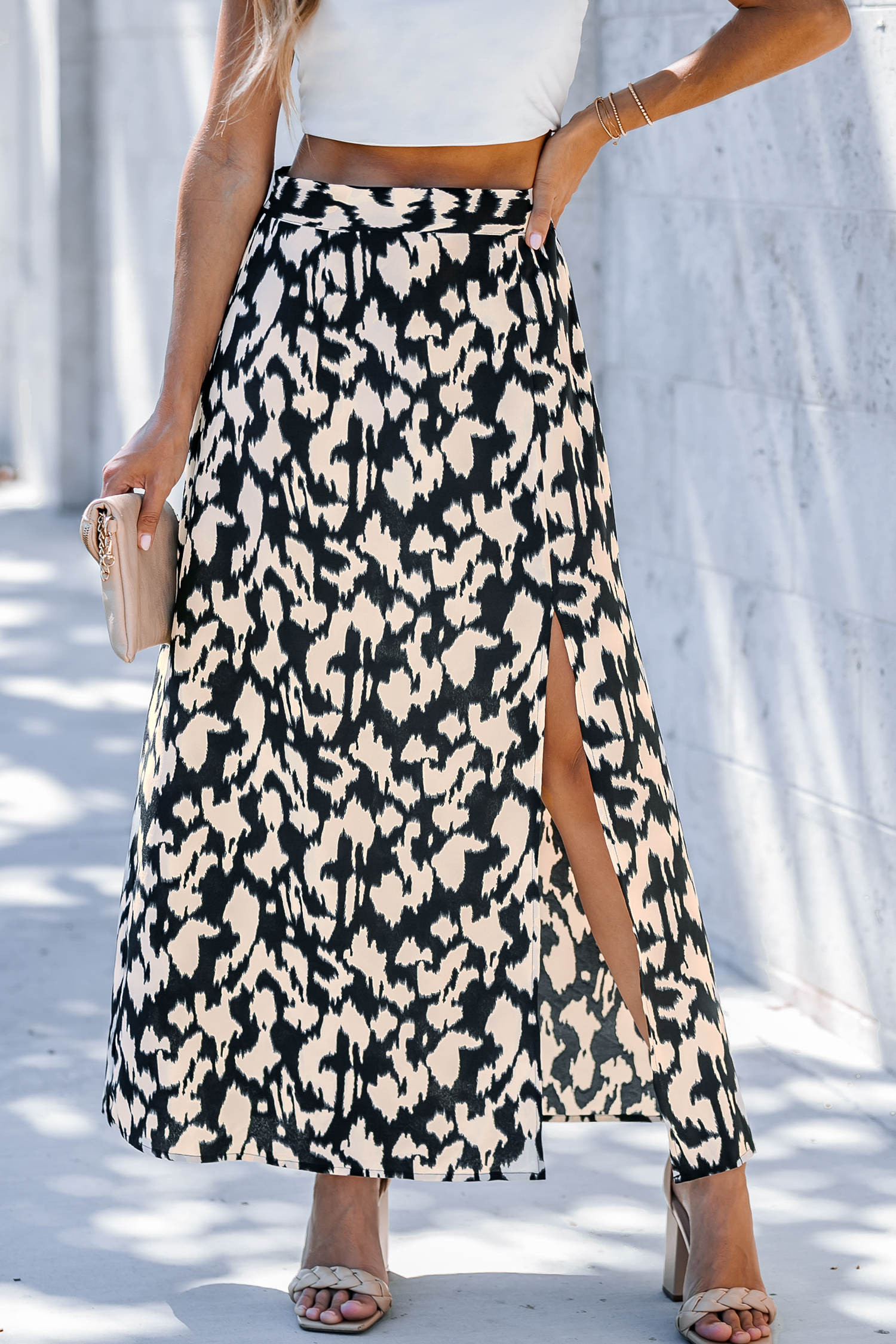 Abstract Print High Waist Maxi Skirt | Cupshe US