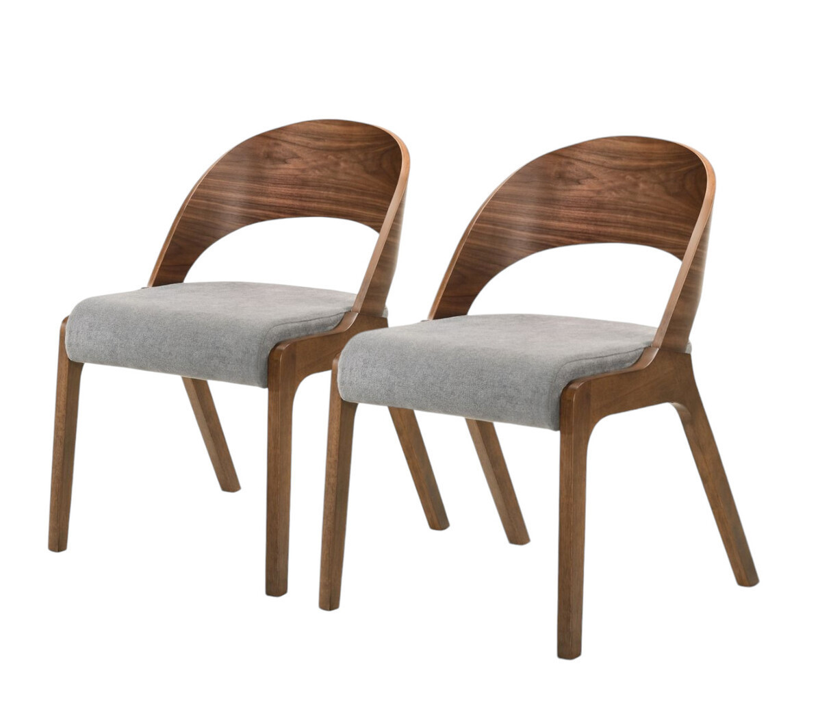 Upholstered Fabric Curved Back Dining Side Chairs Set of 2 In Brown and Gray | 1stopbedrooms