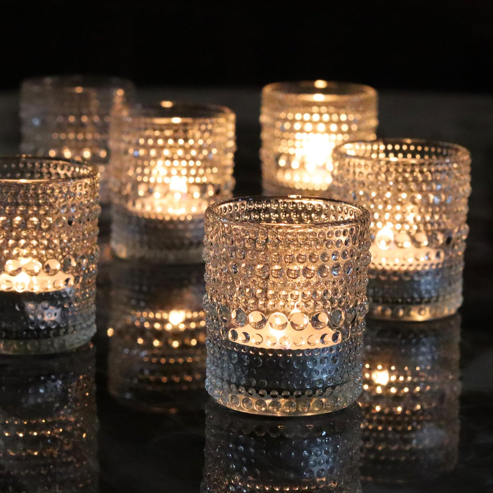Clear Glass Votive Candle Holders Set 12 PCS Hobnail Tealight Candle Holders for Fall Decor, Hall... | Amazon (US)