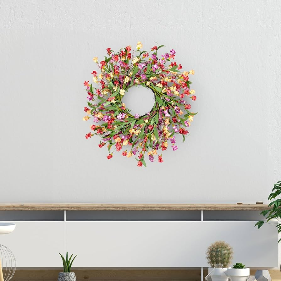 CHEAWRTZ Spring Wreath for Front Door 24 Inch, All Seasons Wreaths for Indoor Window Wall Porch H... | Amazon (US)