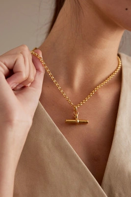 Tilly Sveaas Gold-Plated Medium T-Bar Chain Necklace | Anthropologie (UK)