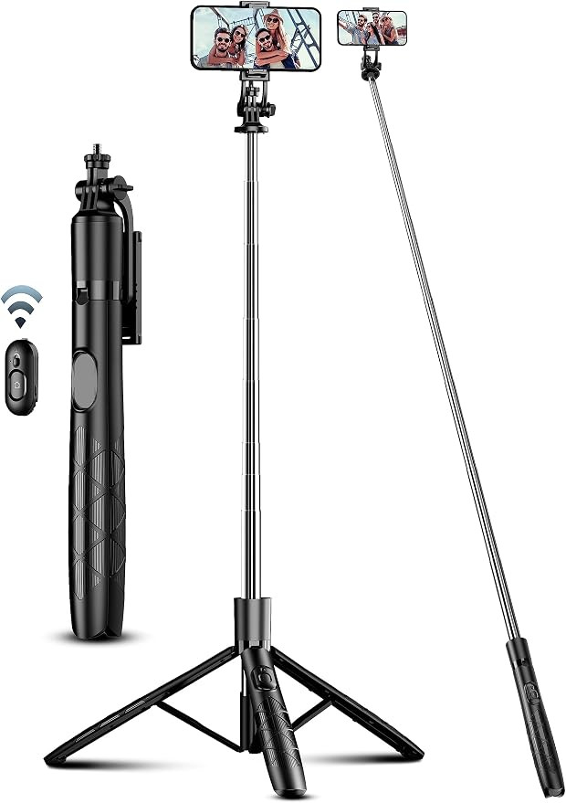 71" Phone Tripod & Selfie Stick, All in One Extendable Cell Phone Tripod with Wireless Remote, Tr... | Amazon (US)