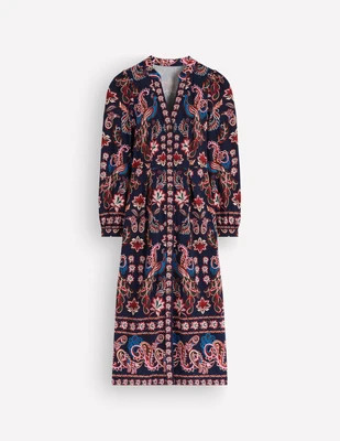 Boden Women's Juliet Jersey Midi Dress in Blue | Size 8 | Boden (US)