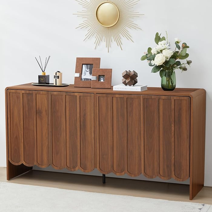ORRD Sideboard Buffet Cabinet, Accent Storage Cabinets with 4 Doors, Farmhouse Wood Cabinet with ... | Amazon (US)