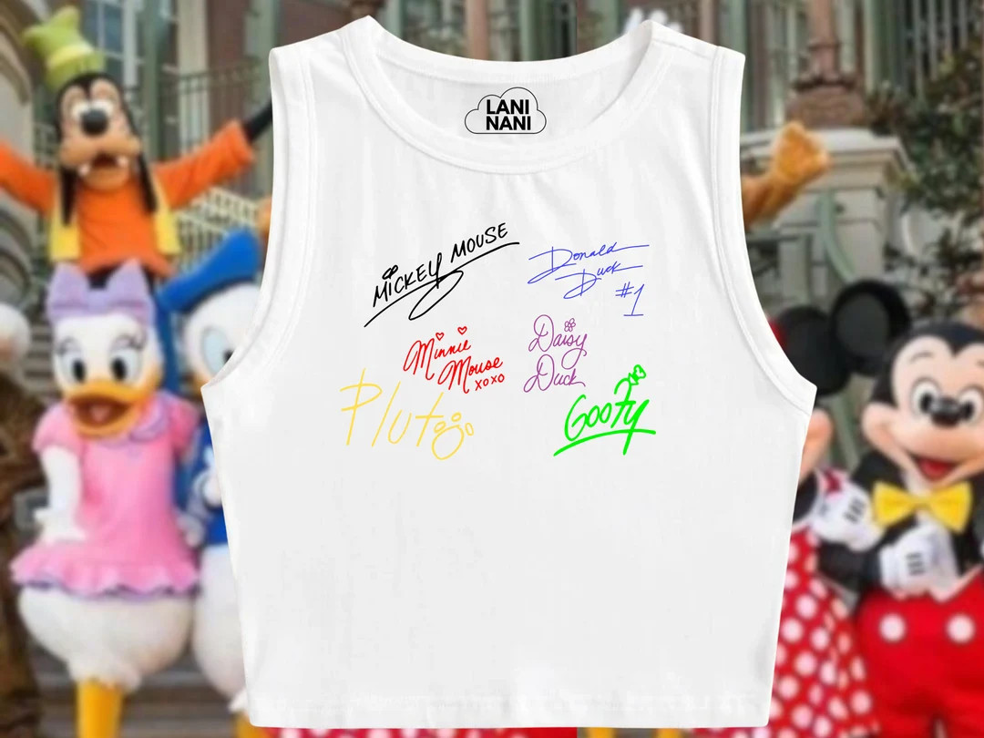 Disney Friends Signatures Crop Tank Disney Crop Tank Mickey and Friends Crop Tank Disney Vacation... | Etsy (US)