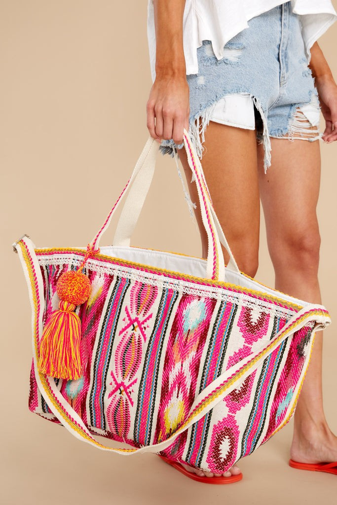 Keep Your Plans Fuchsia Multi Print Bag | Red Dress 